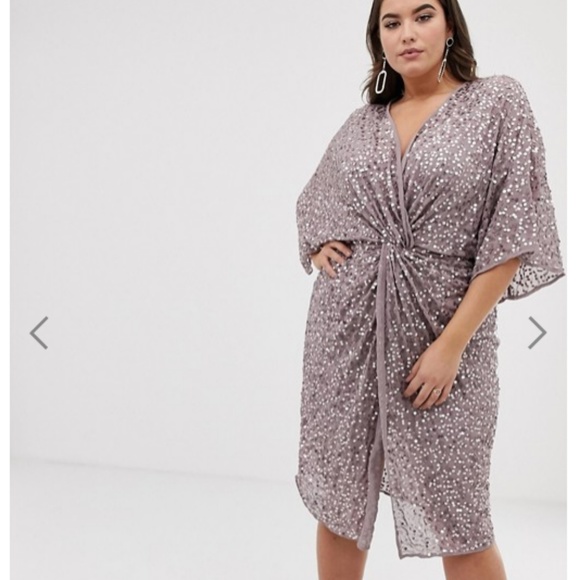 Sequin Kimono Knot-Front Dress - Picture 4 of 4